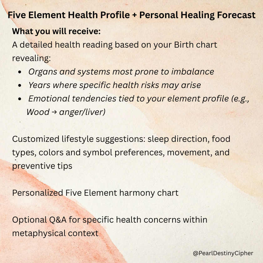 Five Element Health Profile + Personal Healing Forecast